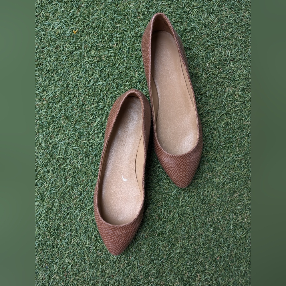 Talbot's Snakeskin Wedge Flats - Cinnamon Brown